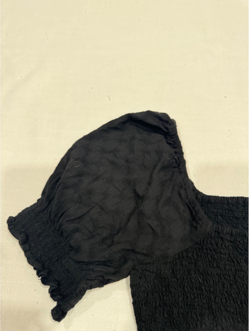 Madewell Lucie Puff-Sleeve Smocked Bodice Top Black Small - Picture 7 of 9